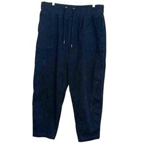 Terra & Sky Womens Black Drawstring Cotton Blend Pants 1X (16W-18W) Relaxed Fit